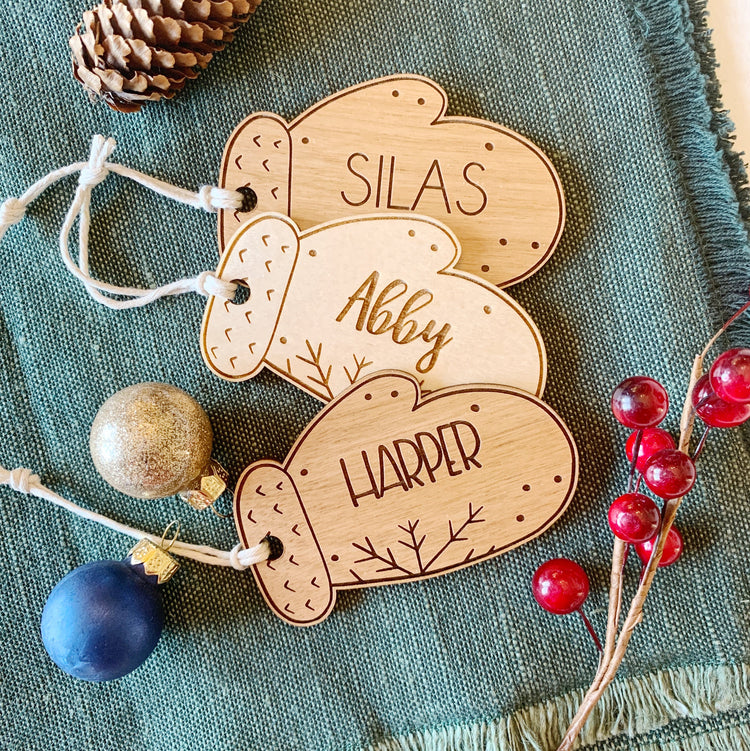 Mitten Shaped Stocking Tags