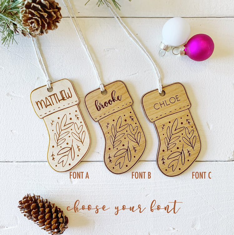 Christmas Stocking Shaped Name Tags