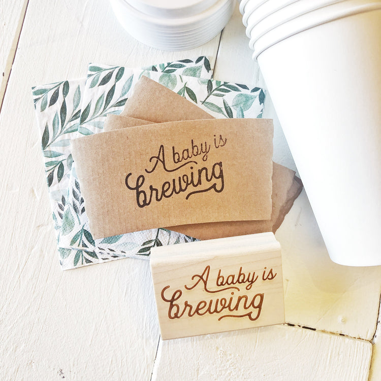 A Baby Is Brewing - Custom Baby Shower Stamp