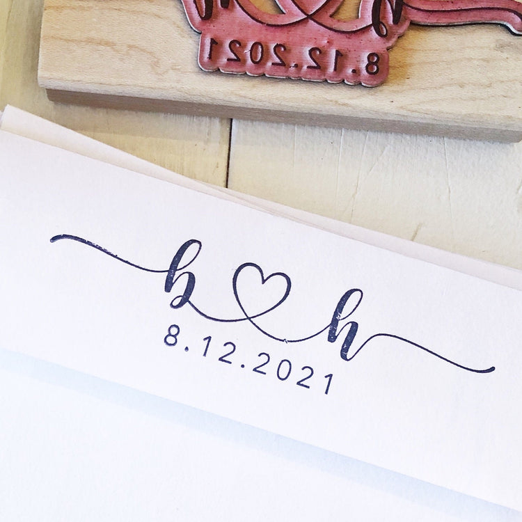 Custom Wedding Stamp - Script with heart