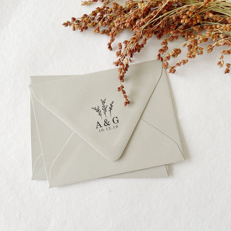 Custom Wedding Stamp - Florals with Initials