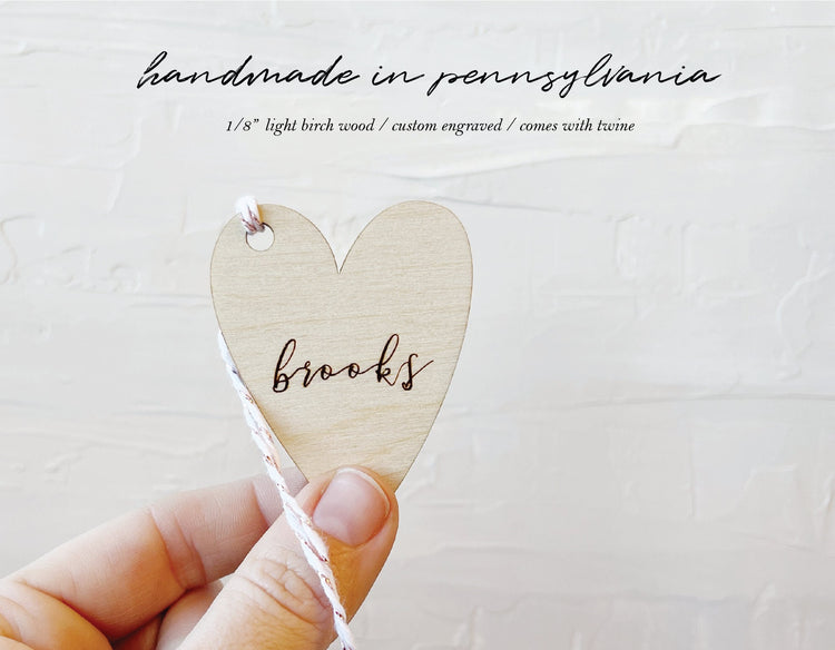 Heart Shaped Wooden Name Tags for Valentine's Day