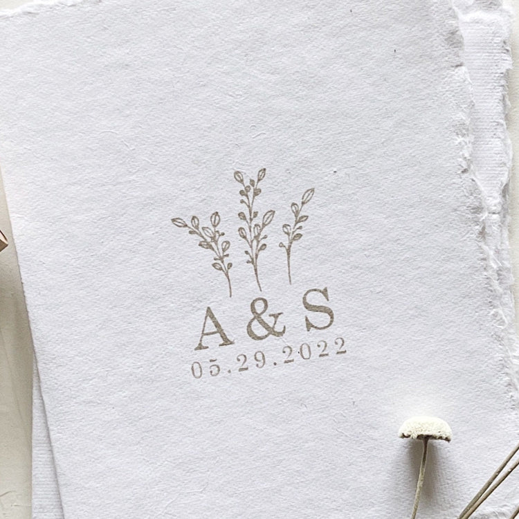 Custom Wedding Stamp - Florals with Initials