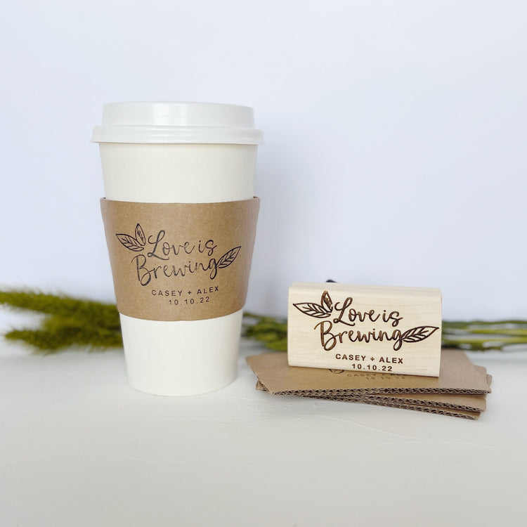 Custom Wedding Stamp - Love is brewing