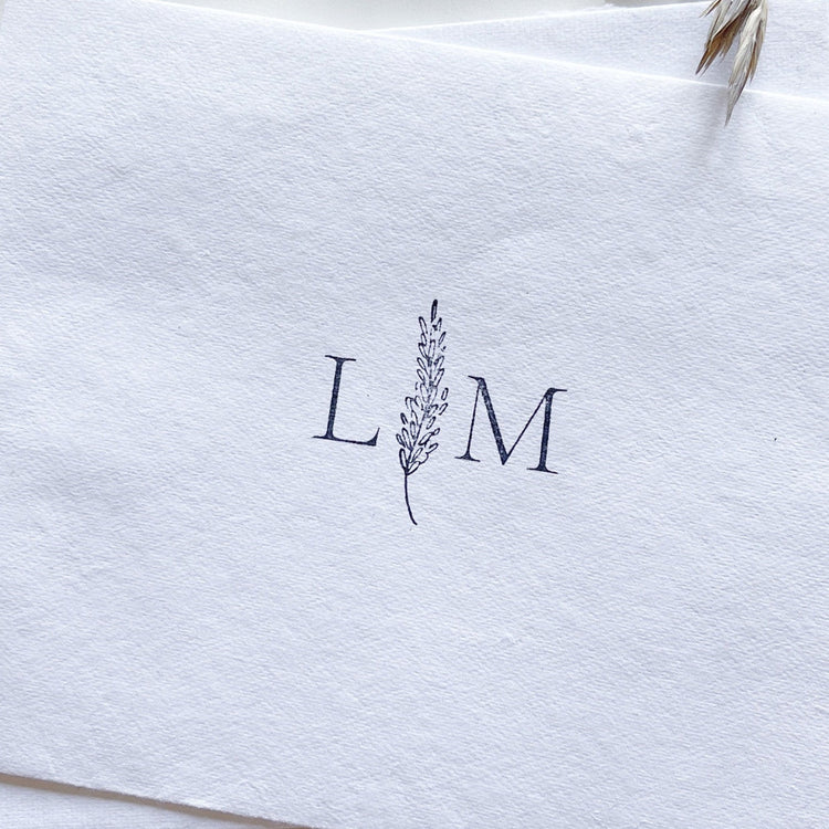 Custom Wedding Stamp - Initials with Lavender