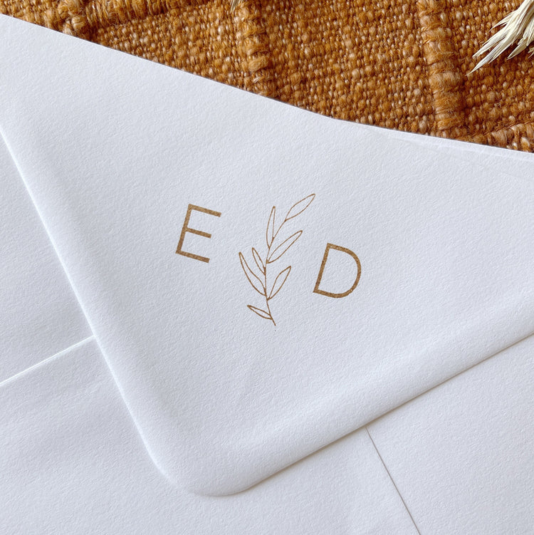 Custom Wedding Stamp - Laurel with initials