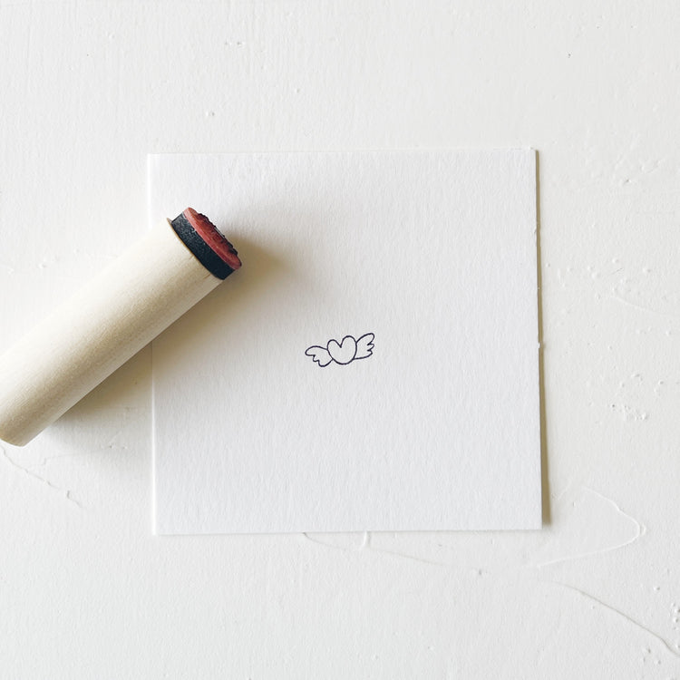 Mini Rubber Stamp - Heart with wings